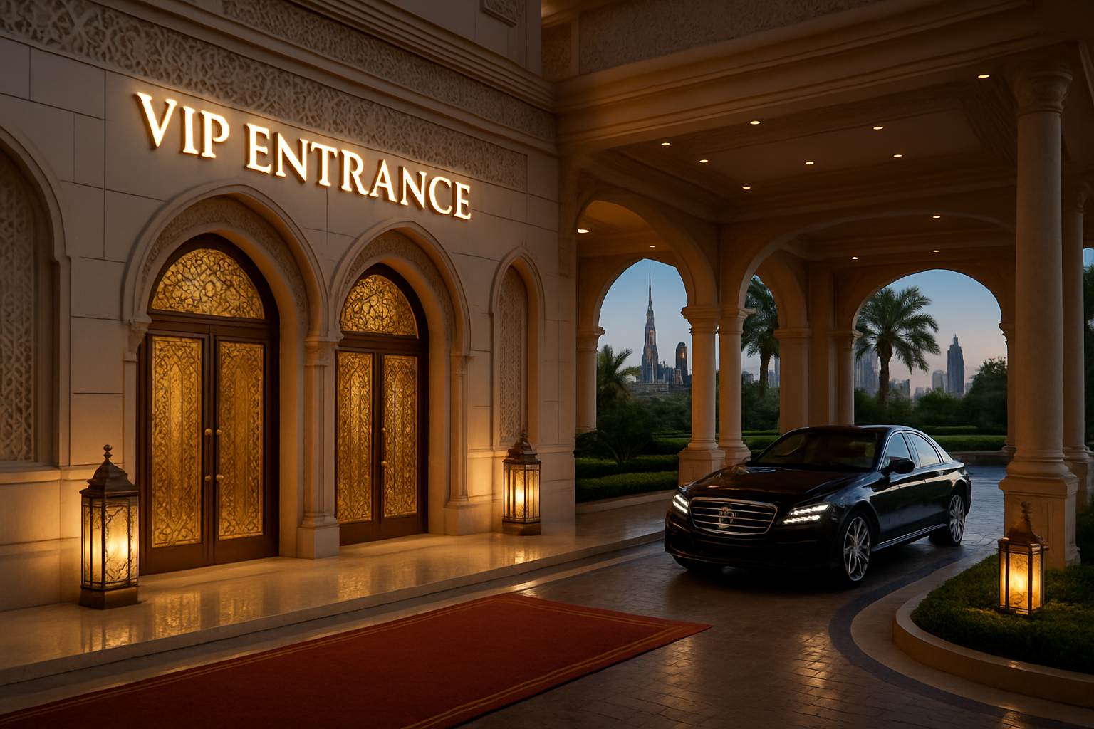 VIP entrance at a lavish Dubai hotel